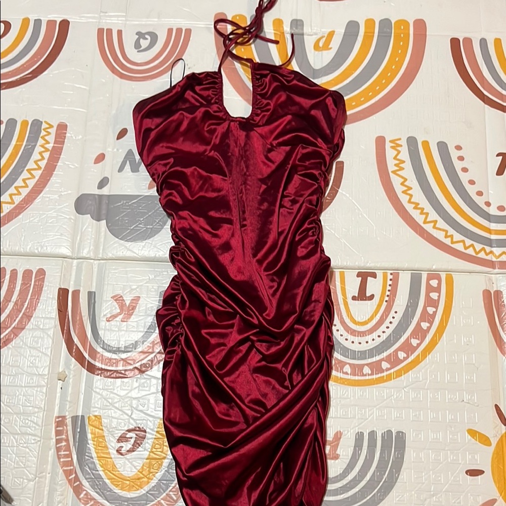 Elegant Red Satin Dress